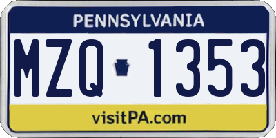 PA license plate MZQ1353