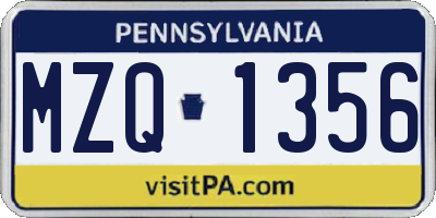 PA license plate MZQ1356