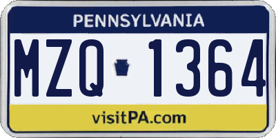 PA license plate MZQ1364