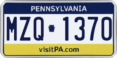 PA license plate MZQ1370
