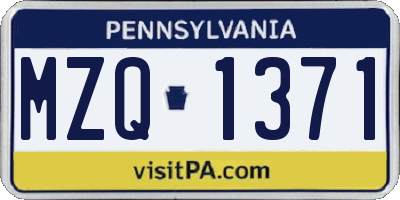 PA license plate MZQ1371