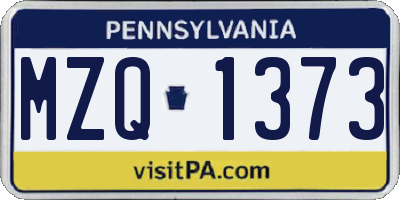 PA license plate MZQ1373