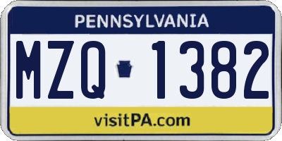 PA license plate MZQ1382