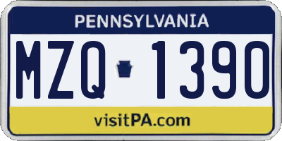 PA license plate MZQ1390
