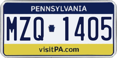 PA license plate MZQ1405