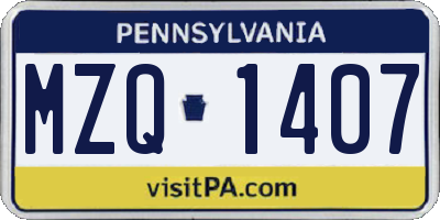 PA license plate MZQ1407