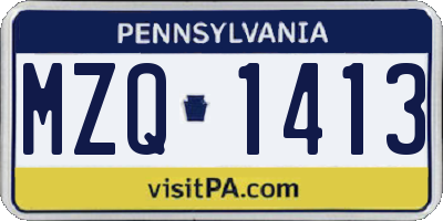 PA license plate MZQ1413