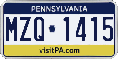 PA license plate MZQ1415