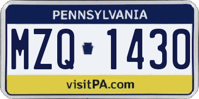 PA license plate MZQ1430