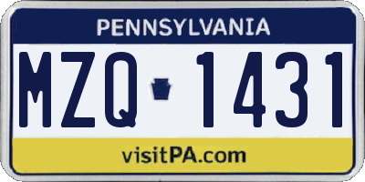 PA license plate MZQ1431