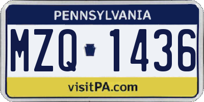 PA license plate MZQ1436