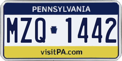 PA license plate MZQ1442