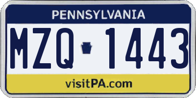 PA license plate MZQ1443