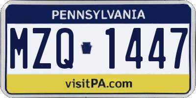 PA license plate MZQ1447