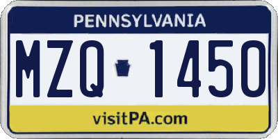 PA license plate MZQ1450