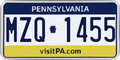 PA license plate MZQ1455