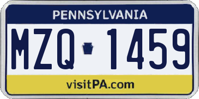 PA license plate MZQ1459