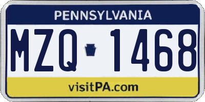 PA license plate MZQ1468