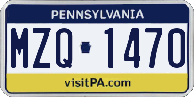 PA license plate MZQ1470