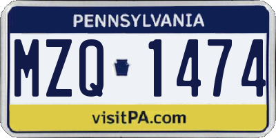 PA license plate MZQ1474