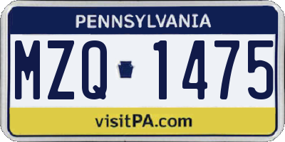 PA license plate MZQ1475