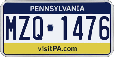 PA license plate MZQ1476