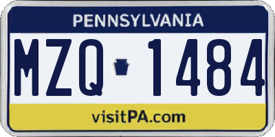 PA license plate MZQ1484