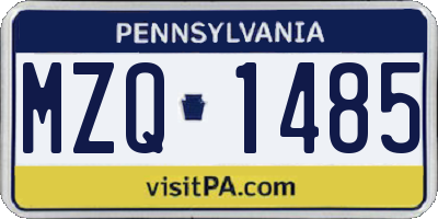PA license plate MZQ1485
