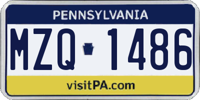 PA license plate MZQ1486