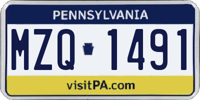 PA license plate MZQ1491