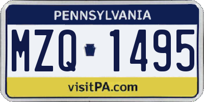 PA license plate MZQ1495