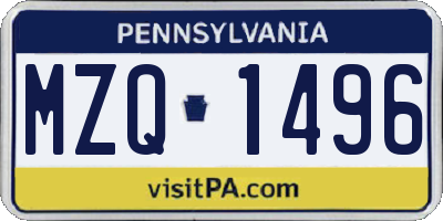 PA license plate MZQ1496
