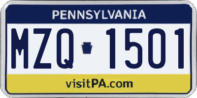 PA license plate MZQ1501