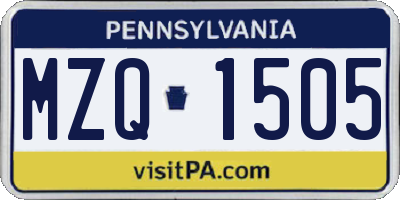 PA license plate MZQ1505