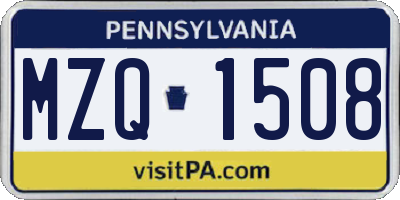 PA license plate MZQ1508