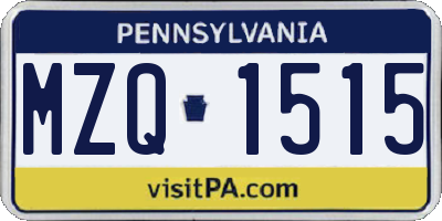 PA license plate MZQ1515