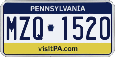 PA license plate MZQ1520