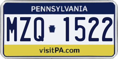 PA license plate MZQ1522