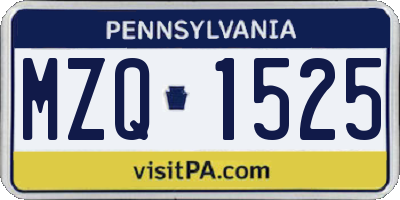 PA license plate MZQ1525