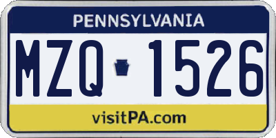 PA license plate MZQ1526