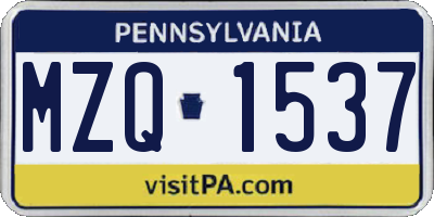 PA license plate MZQ1537