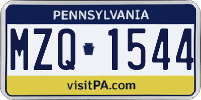 PA license plate MZQ1544