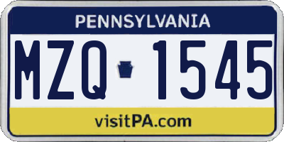 PA license plate MZQ1545