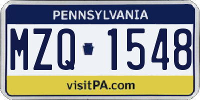 PA license plate MZQ1548