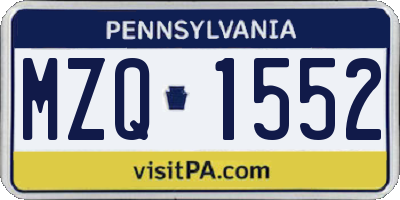 PA license plate MZQ1552