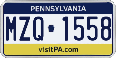 PA license plate MZQ1558