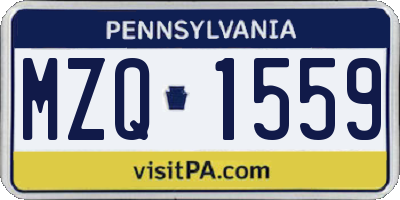 PA license plate MZQ1559