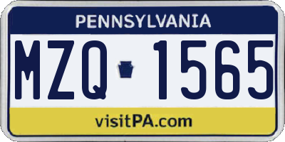 PA license plate MZQ1565