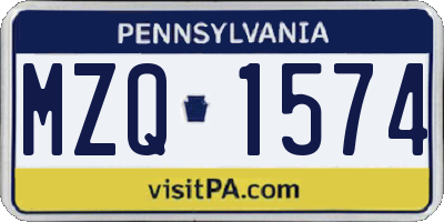 PA license plate MZQ1574