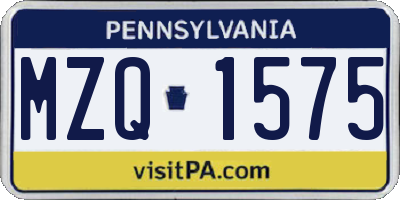 PA license plate MZQ1575